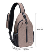 Crossbody Sling Backpack Sling Bag Travel Hiking Chest Bags Daypack (Khaki / Small)