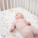 Violet Floral 100% Cotton Sateen Fitted Crib Sheet (Violet Floral)