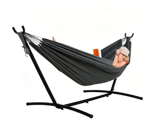 Lazy Daze Portable Hammock with Stand (Black Frame- Deep Gray)