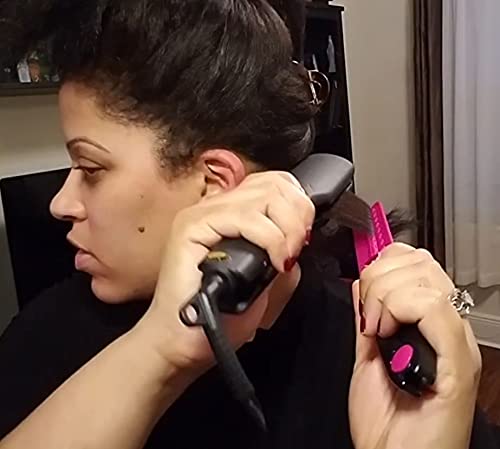 EasyGlide-V Hair Straightener and Detangler - Rat Tail Style V-Comb for Sectioning, Flat Ironing, Blow Drying, Keratin Comb for Tangled Hair, Spring Grip, Heat Resistant (Pink)