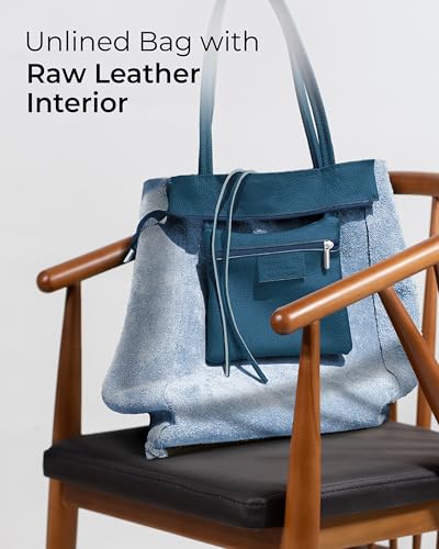 Genuine Italian Leather Tote Bag for Women (Teal)