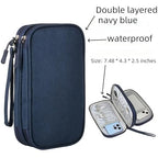 Electronic Organizer Travel Cable Accessories BagPouch Portable Waterproof Storage Bag Electronic Organizer Case for Cable (Dark Blue)
