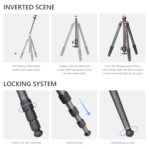 Portable Travel Tripod (with Center Column, Max Load 15kg)