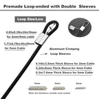 10 pcs 2mm Wire 12 inch Vinyl Coated Stainless Steel Cable with Loops Short Wire Rope Lanyard Lock Security Chain Link for Outdoor Gates (2mm(T) X 12 in(L) 10PCS / Black)
