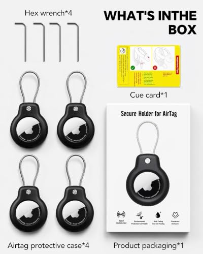 for AirTag Holder Keychain (Black/Brown/Dark Purple/Rose Red)