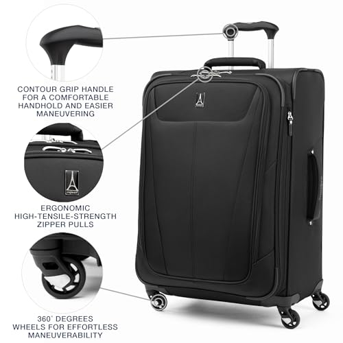 Maxlite 5 Softside Checked Luggage Spinner (Checked-Medium 25-Inch / Black)
