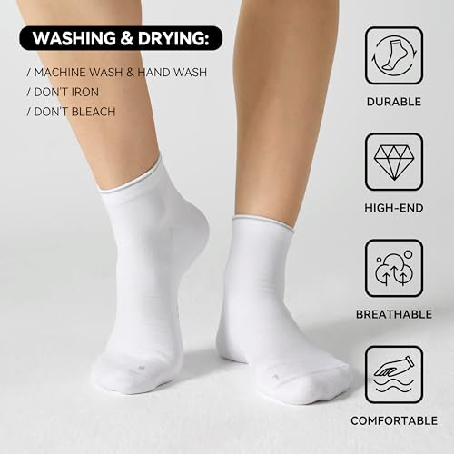 Ankle Compression Running Athletic Socks for Men Women (Large-X-Large / White (2 Pairs))