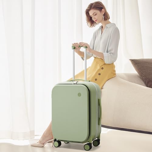 Luggage Suitcase with Spinner Wheels (Avocado Green / 24-inch)