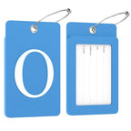 2 Pack Initial Luggage Tags for Suitcases Airplane Travel Essentials (Large O / Blue)