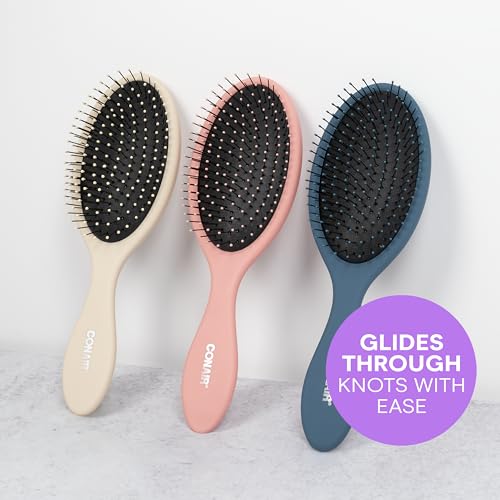 Hair Brush Set (Beige,Navy,Coral / 3 Count Full Size)