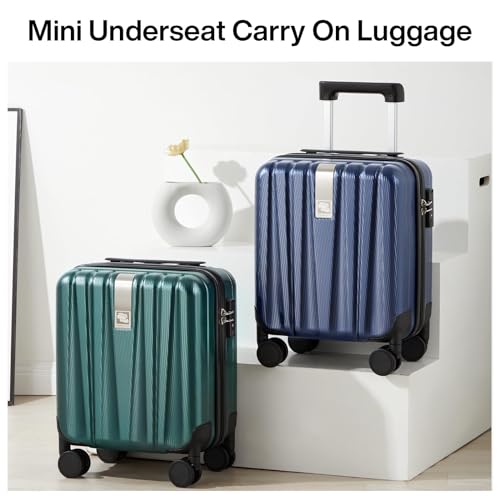 14 Inch Underseat Carry On Luggage with Wheels Hard Shell Suitcases Lightweight Small Luggage for Weekender Mini Suitcase Carry On Bag Travel Luggage for Travel Rolling Suitcase (14 Inch / Blackish Green)