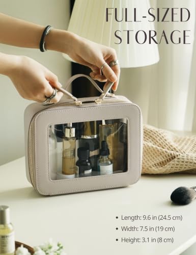 Clear Makeup Bag Travel Cosmetic Case Clear Toiletry Bag with Zipper Make Up Organizer Traveling Mahjong Tile Bag Stone Large (Stone / Large Luxe)