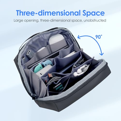Premium Waterproof Electronics Organizer Travel Bag with Handle (Black)