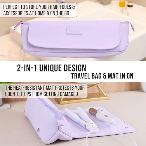 Hair Tools Travel Bag and Heat Resistant Mat 17" (Lilac)