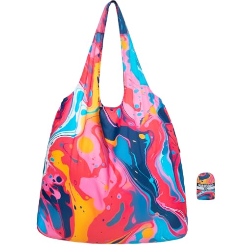 XL 25L Tote Foldable Packable Reusable Grocery Shopping Bag (Splash)