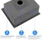 25x22 Inch Drop In Kitchen Sink (L 25"×W 22"×H 9" / Black)