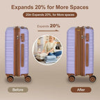 Expandable 22x14x9 Airline Approved 21" Carry On Luggage Set (Purple)