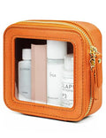Clear Makeup Bag with Zipper Small Travel Cosmetic Case Orange Mini Pouch for Purse Accessories Car Storgae Essentials Bag Purse Pouch Organizer Compact Small Clear Toiletry Bag for Traveling (Orange / Mini Chic)