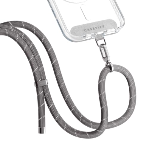 8mm Rope Cross Body Strap with Card (8mm / Charcoal With Silver Clasp)
