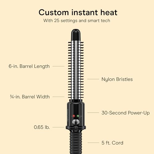Curling Iron Brush for Short Hair (Black/Silver / 3/4-inch)