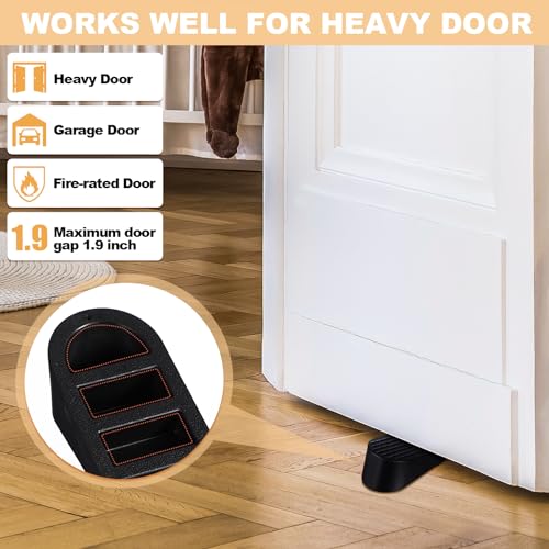 6 Pack Large Door Stoppers Heavy Duty Rubber Stopper for Bottom of Door Wedge Stopper for Home Office (Black)