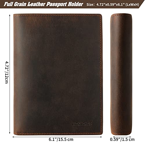 Leather Passport Holder RFID Blocking Passport Travel Wallet Cover Case for Men Women Brown JC17 (JC17-Red Brown)