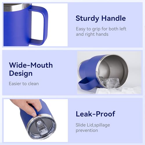 20oz Tumbler with Handle & Lid (Blue / 20 Ounces)