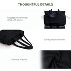 Oversize Work Tote Bag for Women with 40oz Cup Holder Corduroy Laptop Tote Teacher Nurse Bag for Office College Travel Black (Black)