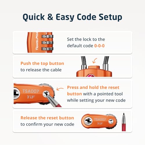 TSA Approved Luggage Locks (Orange / 4 Pack)