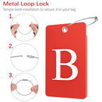 2 Pack Initial Luggage Tags for Suitcases Airplane Travel Essentials (Large B / Red)