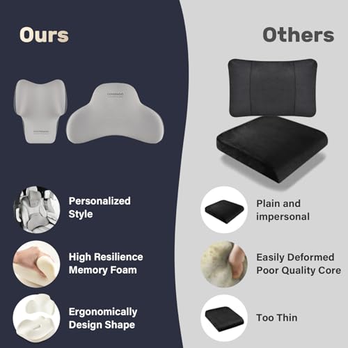 Lumbar Support Pillow and Car Neck Pillow (Gray2 / 2 Pieces)