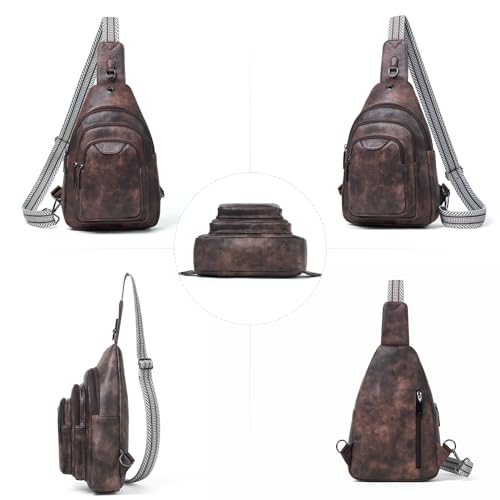 10L Crossbody Sling Bag for Women Men Anti Theft Cross Body Fanny Pack Belt Bag Purse Gifts for Women Faux Leather (10L / 10l-coffee)