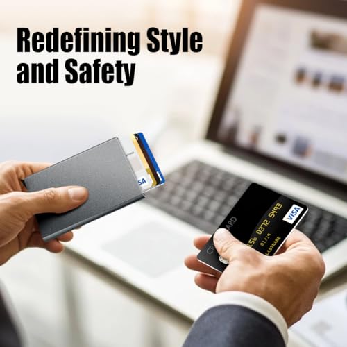 Slim Minimalist Wallet RFID Credit Card Holder for Men (small / Metallic Grey)
