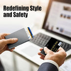 Slim Minimalist Wallet RFID Credit Card Holder for Men (small / Metallic Grey)