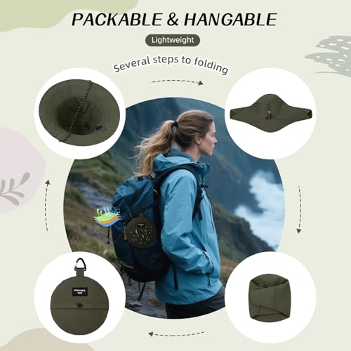 Waterproof Bucket Hats for Woman UPF 50+ Sun Hat Olive (Olive)