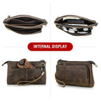 Electronic Organizer Zipper Bag Tech Kit (Vintage Dark Brown -【Fits Apple Accessories】- 2 / Electronic Storage Case - Sturdy Handmade)