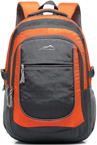 Backpack Bookbag for College Sturdy Travel Business Hiking Fit Laptop Up to 15.6 Inch Multi Compartment Gifts for Men Women Night Light Reflective (15.6 Inch / Orange)
