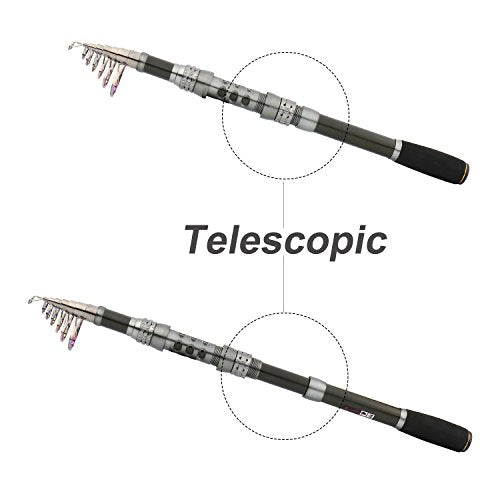 Telescopic Fishing Rod Carbon Fiber Travel Portable Spinning Fishing Pole for Boat Saltwater and Freshwater Fishing (7.87 ft / C-only Fishing Rod)
