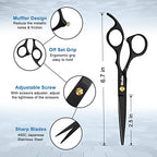 10 PCS Hair Cutting Scissors Set (Black / 10 Piece Set)