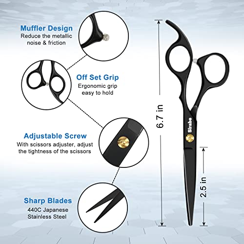10 PCS Hair Cutting Scissors Set (Black / 10 Piece Set)