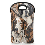 Dogs Animal 2 Bottle Wine Carrier Tote Bag Insulated Wine Bottles Neoprene Bag with Secure Carry Handle Portable Wine Cooler Bag for Travel Picnic Beach (Dogs Animal)