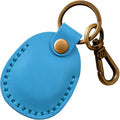 Genuine Leather Airtag Holder Compatible with Apple AirTag Keychain 2nd & 1st Gen (Light Blue)