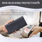 Leather Checkbook Cover Wallet for Men with RFID Blocking (Black+Black)