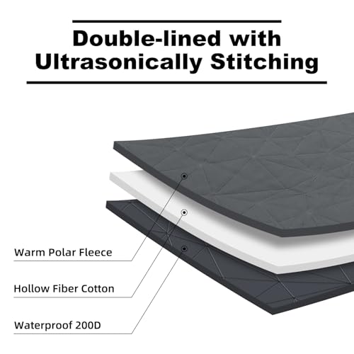 Large Waterproof Outdoor Blanket Thick Fleece 80" x 58" (Black Gray-b)