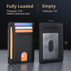 Slim Minimalist Front Pocket RFID Blocking Leather Wallets for Men and Women (Small / Galaxy Black)