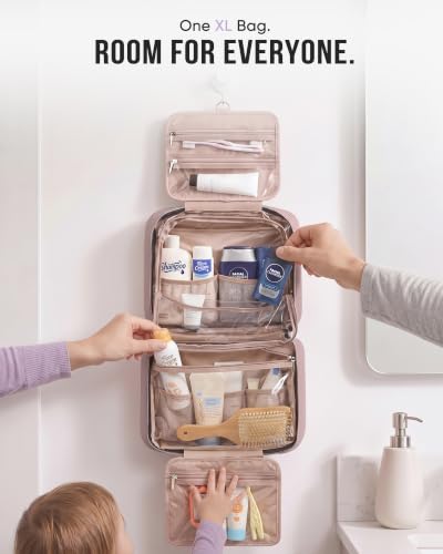 Travel Toiletry Bag for women (Extra-Large / Peach Pink)