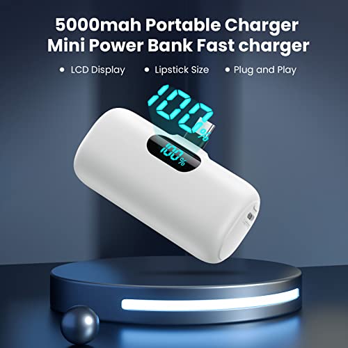2 Pack] Mini Portable Charger 5000mAh Power Bank (A-black+white)