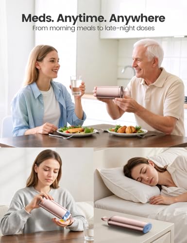 Metal Pill Organizer 2 Times a Day (Rose Gold / Standard Size + Handle)