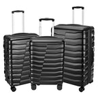 3 Piece Hardshell Travel Luggage Set (20in/24in/28in (3-Piece Set) / Black)