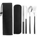 Reusable Utensils with Case (black silvery)